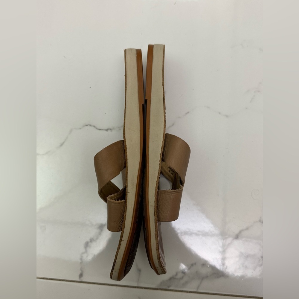 Olukai Brown Leather Slide Sandals Size 8 - Picture 5 of 6